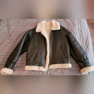 Shearling brown leather jacket Large